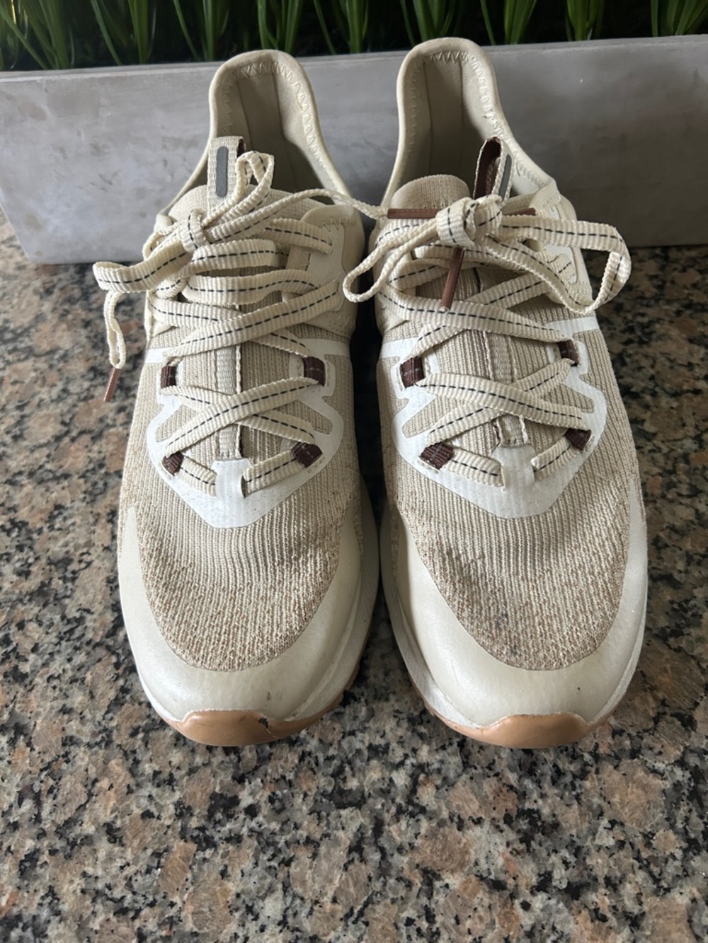 Women’s Neutral Beige Athletic Sneakers with Brown Accent - Picture 2 of 7